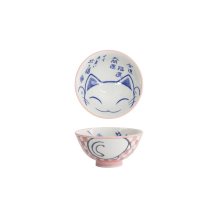 Tokyo Design Studio Rice Bowl Kawaii Lucky Cat Pink, Porcelain, Ø 11.5 × 6 cm, 300 ml