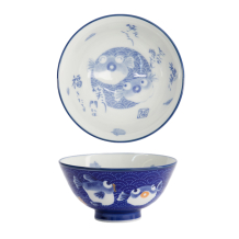 TDS, Rice Bowl, Kawaii, Fish, Dark Blue, Ø 11.5x6cm 300ml, Item No. 33213