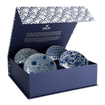 TDS, Bowl Giftset, Mixed Bowls, Blue/White, 4 pcs, Ø 13.2x7.2cm 500 ml, Item No. 33217
