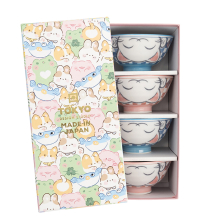 TDS, Bowl Giftset, Kawaii, Lucky Cat, Blue/Pink, 4 pcs, Ø 11.3 x 5.8 cm 300 ml, Item No. 33359