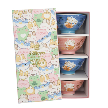 TDS, Bowl Giftset, Kawaii, Lucky Cat, Blue/Pink, 4 pcs, Ø 11.3 x 5.8 cm 300 ml, Item No. 33360