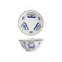 Tokyo Design Studio Tayo-Schale Kawaii Cat Neko Blau (Blau/Weiß), Porzellan, Ø 14,9 × 6,7 cm, 500 ml