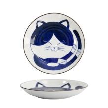 TDS, Runder Teller, Kawaii Cat Neko, Blau, Ø 16,7x2,8cm, Art.-Nr. 33494