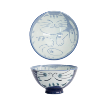 TDS, Rice Bowl, Kawaii Cat, Ø 11.5x6cm 300ml, Blue, Item No. 33594