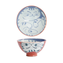 TDS, Rice Bowl, Kawaii Cat, Red, Ø 11.5x6cm 300ml, Item No. 33595