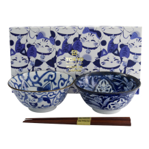 TDS, Tayo Schalen Set, Kawaii Cat Geschenkset, 2Stk mit Essstäbchen, Ø 14,9x6,7cm 500ml, Art.-Nr. 33693