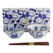 TDS, Tayo Schalen Set, Kawaii Cat Geschenkset, 2Stk mit Essstäbchen, Ø 14,9x6,7cm 500ml, Art.-Nr. 33694