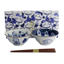 TDS, Tayo Schalen Set, Kawaii Cat Geschenkset, 2Stk mit Essstäbchen, Ø 14,9x6,7cm 500ml, Art.-Nr. 33695