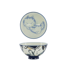 TDS, Rice Bowl, Kawaii, Sleeping Cat, Blue, Ø 11.5x6cm- Item No. 33764