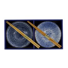 TDS, Tayo Schale Geschenkset m/Essstäbchen, 2 Stk, Blue/White, Ø 15x7cm 500ml , Art.-Nr. 33791
