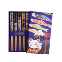 TDS, 5 Paar Kinder Essstäbchen, Geshenkset, Lucky Cats & Koinobori, Art.-Nr. 33839