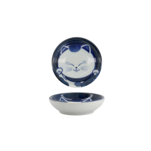 TDS, Saucenschale, Kawaii, Cat, Bl/Wh, Ø 7,5x3cm - Art Nr.33853