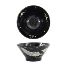 Tokyo Design Studio Reisschale Kawaii Black Whale, Porzellan, Ø 18,5 × 9 cm, 1,25 l