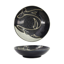 Tokyo Design Studio Pastateller Kawaii Black Whale, Porzellan, Ø 20,8 × 5,2 cm, 650 ml