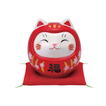 TDS, Lucky Cat, Daruma Spardose, Rot, 9,5 cm - Art Nr. 34129