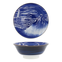 Tokyo Design Studio Ramen Bowl Hokusai Fuji White/Blue, Porcelain, Ø 21 × 8.5 cm