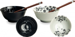 EDO Japan, Bowl set, Black and white Blossom Ø 15 cm | H 7 cm, Item No. 6041069