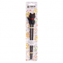 TDS, Kids-Chopsticks , Kitchenware, 22 cm, Lucky Cat, Black- Item No. 4662