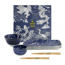 TDS, Japonism, Sushi Set for two, Crane, Blue, Item No. 501874