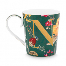 Pip Studio, Tasse, Alphabet Mug Floral Fantasy Green N, 350 ml, Art.-Nr. 51.002.263