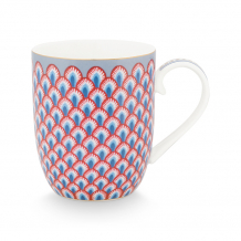 Pip Studio, Tasse,Flower Festival Scallop Rot-Hellblau, 145 ml, Art.-Nr. 51.002.306