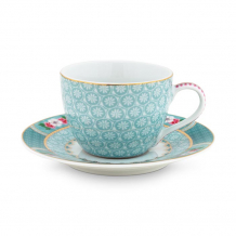 Pip Studio, Espressotasse mit Untersetzer, Blushing Birds Blue 120 ml, Art.-Nr. 51.004.081