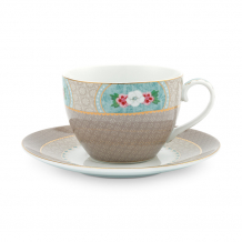 Pip Studio, Espressotasse mit Untersetzer, Blushing Birds Khaki, 280 ml, Art.-Nr. 51.004.089