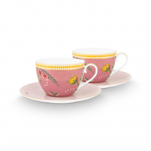 Pip Studio, Cups & Saucers Set, La Majorelle Dark Pink, 280 ml, Art.-Nr. 51.004.135