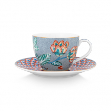 Pip Studio, Espressotasse mit Untersetzer, Flower Festival, Hellblau, 120 ml, Art.-Nr. 51.004.136