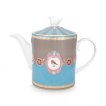 Pip Studio, Teekanne, Love Birds Medallion, Blau-Khaki, 1,3 ltr., Art.-Nr. 51.005.003