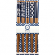 EDO Japan, 5 Paar Essstäbchen, Blau Motiv, 22,5 cm, Art.-Nr. 6006201