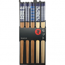 EDO Japan, Chopstick Set, Blue pattern, 5 pair, 22,5 cm, Item No. 6006214