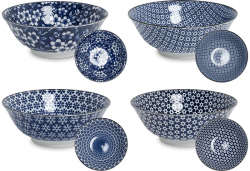 EDO Japan, Bowl set Blue pattern, mix Ø 19,5 cm | H7,5 cm,  Item No. 6040020