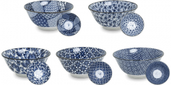 EDO Japan, Bowls Blue pattern, mix Ø 15 cm | H7 cm, Item No. 6040037