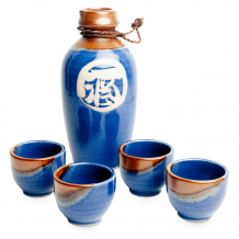 Edo Japan, Sake Set, Blau und Braun, 500 ml, 5 Stk Set, Art.-Nr. 6040119