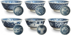 EDO Japan, Schalen Set, Blaue Bilder, Mix Ø 15 cm | H7 cm, Art.-Nr. 6040874
