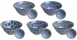 EDO Japan, Bowls Blue pattern, mix Ø 15 cm | H7 cm, Item No. 6040972