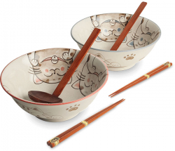 Edo Japan, Schalen Set (Ramenschalen) 2 Schalen, 2 Löffel, 2 Paar Essstäbchen Ø 22 cm | H9 cm, Art.-Nr. 6050098
