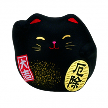 TDS, Lucky Cat, Decoration, Black, 5.5 cm - Item No. 6119