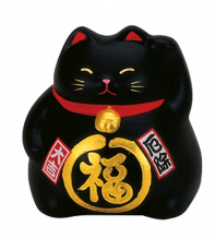 TDS, Lucky Cat, Decoration, Black, 9 cm - Item No: 6130