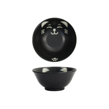 Tokyo Design Studio Bowl Kawaii Cat Neko Black, Porcelain, Ø 15 × 7 cm, 500 ml