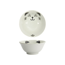 Tokyo Design Studio Rice Bowl Kawaii Cat Neko White, Porcelain, Ø 15 × 7 cm, 500 ml