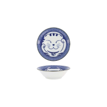 Tokyo Design Studio Sauce Bowl Kawaii Lucky Cat Neko Seikaiha-Neko Blue, Porcelain, Ø 11.5 × 4 cm
