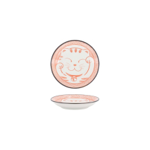 Tokyo Design Studio Sauce Bowl Kawaii Lucky Cat Neko Seikaiha-Neko Red, Porcelain, Ø 12 × 2 cm