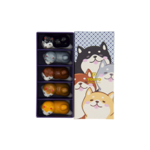 Essstäbchenablagen-Set Kawaii Shiba Bunt, 5-tlg., Porzellan