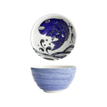 Tokyo Design Studio Rice Bowl Seafood Snapper Blue, Porcelain, Ø 15.8 × 8.1 cm, 950 ml