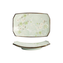 Tokyo Design Studio Sushi Plate Green Cosmos, Stoneware, 22 × 15 × 2.5 cm