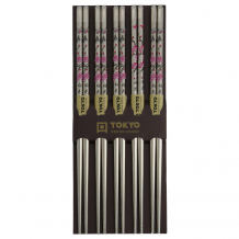 Chopsticks, Stainlees Steel, 5 pair, Sakura, Item No.8220