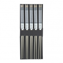 Chopsticks, Stainlees Steel, 5 pair, Blue Karakusa, Item No. 8497