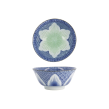 Tokyo Design Studio Reisschale Mixed Bowls Lily Flower Oriental HB Blau, Porzellan, Ø 14,8 × 6,8 cm, 550 ml